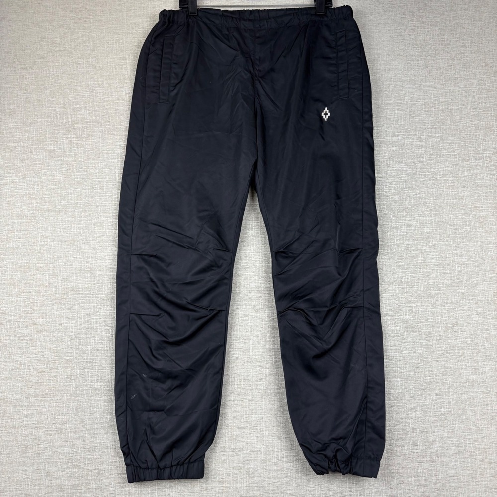 Marcelo Burlon County of Milan Black Nylon Track Pants Eye Patch Mens Size 46 M